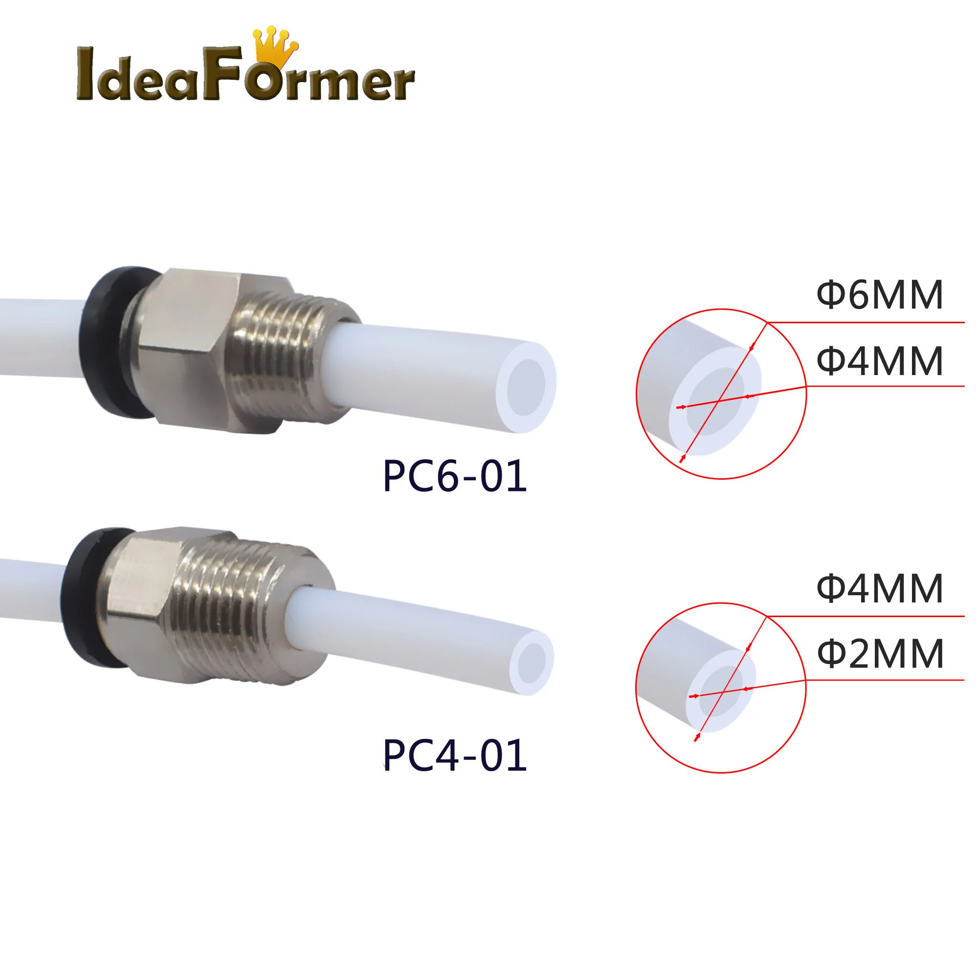 PC4-01 PC6-01 drukarka 3D V6 złącza pneumatyczne z głowicą J 1.75mm rura PTFE szybkozłączka, złączki zasilające Reprap Hotend Fit