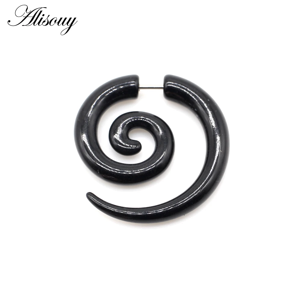 Alisouy 2pcs Acrylic Fake Cheater Twist Spiral Ear Taper Gauges Expander Earring Plug Body piercing jewelry