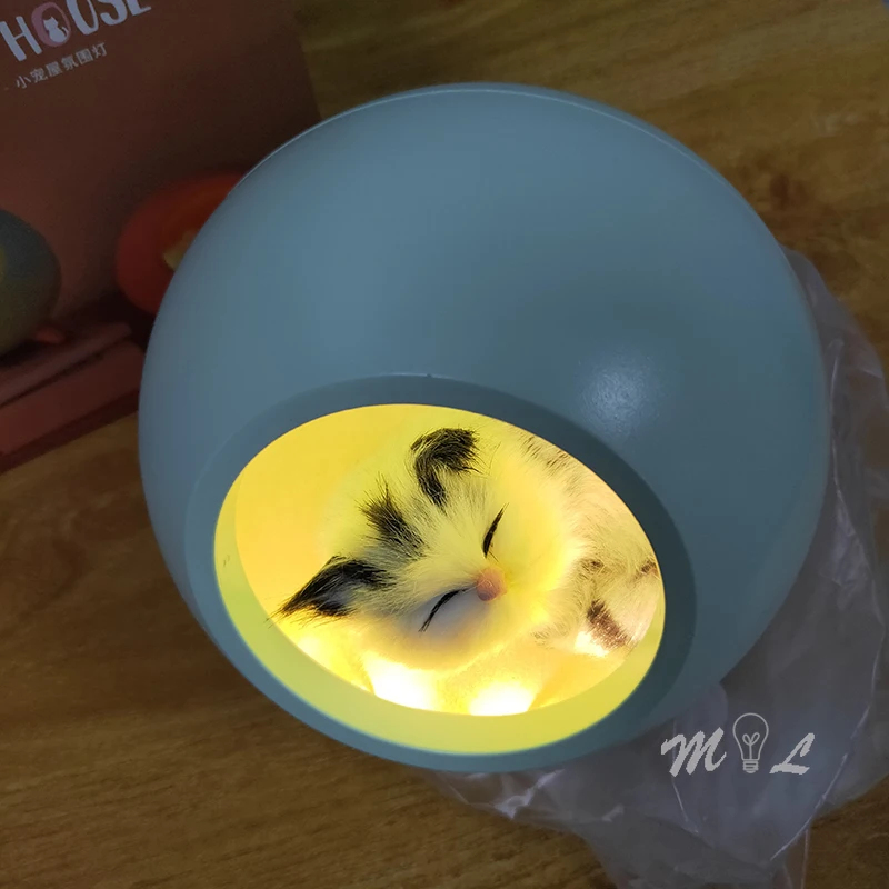Chargeable Nightlight Table Lamps Cute Animal USB Led Cat Lamp Children Room Light Gift Beside Lamp Touch Sensor Dimmable Light