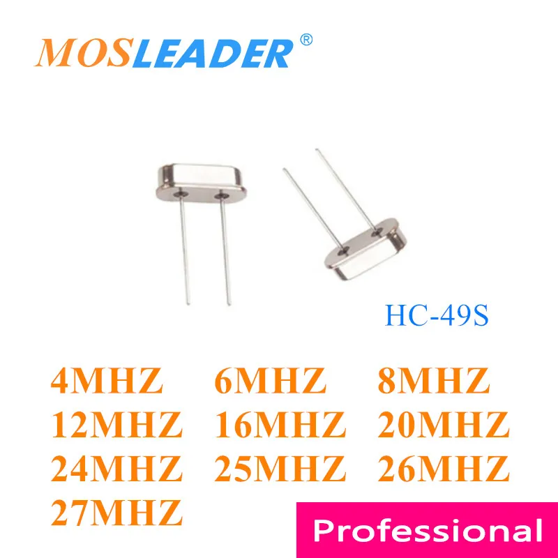 

Mosleader 1000pcs DIP 49S 4MHZ 6MHZ 8MHZ 12MHZ 16MHZ 20MHZ 24MHZ 25MHZ 26MHZ 27MHZ Passive crystal oscillator DIP Crystals