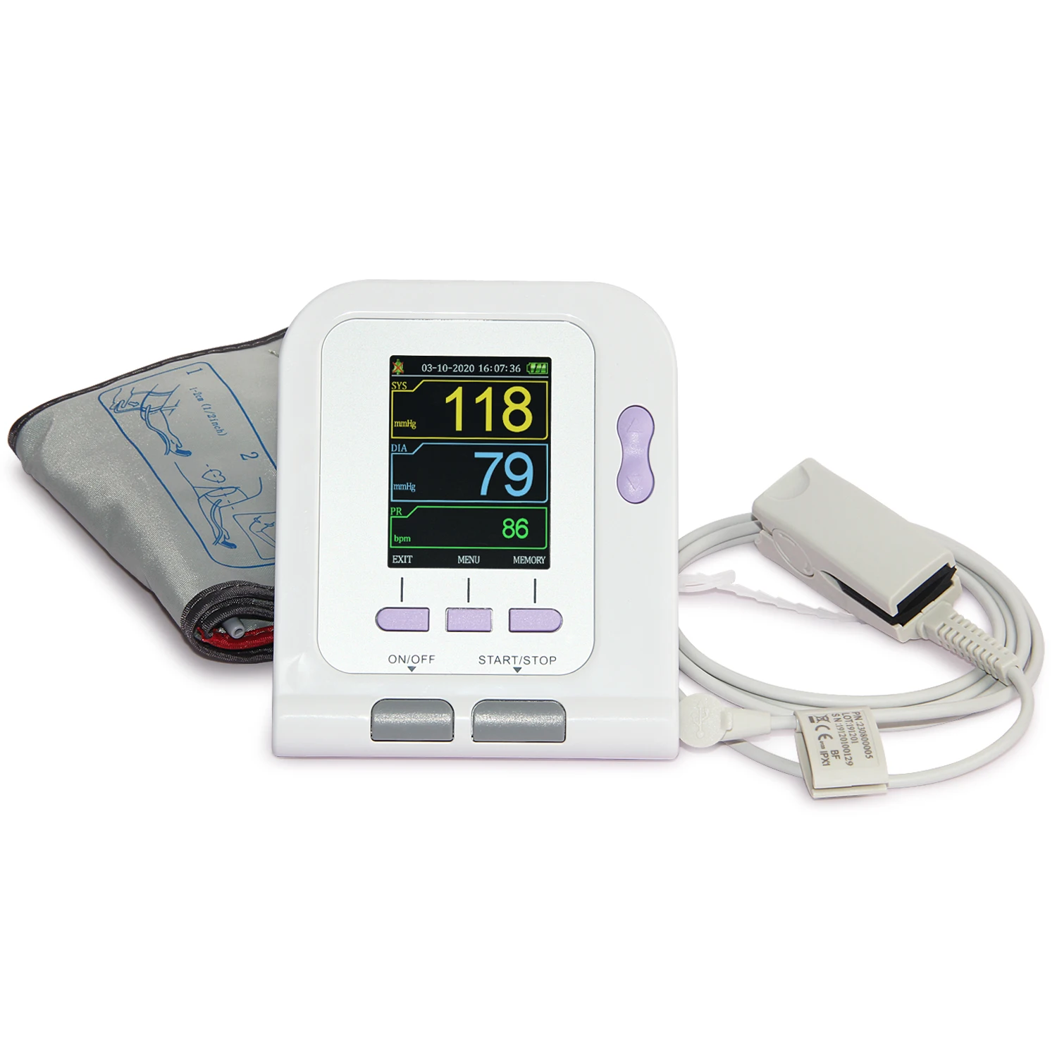 CONTEC Digital Blood Pressure Monitor Contec08A Adult SPO2 Probe 3 Cuffs PC Software Sphygmomanometer LCD Display Child Infant