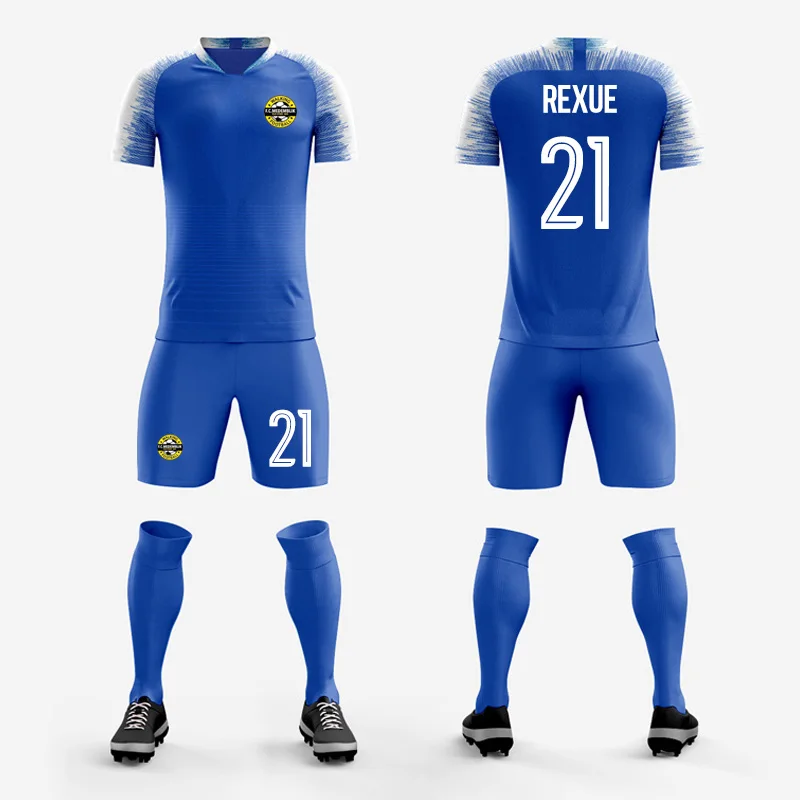 Black Kids Soccer Jerseys Adult Maillot de football Men Blank Custom Sport Suits Team Training Uniform Sets Kits New Blue