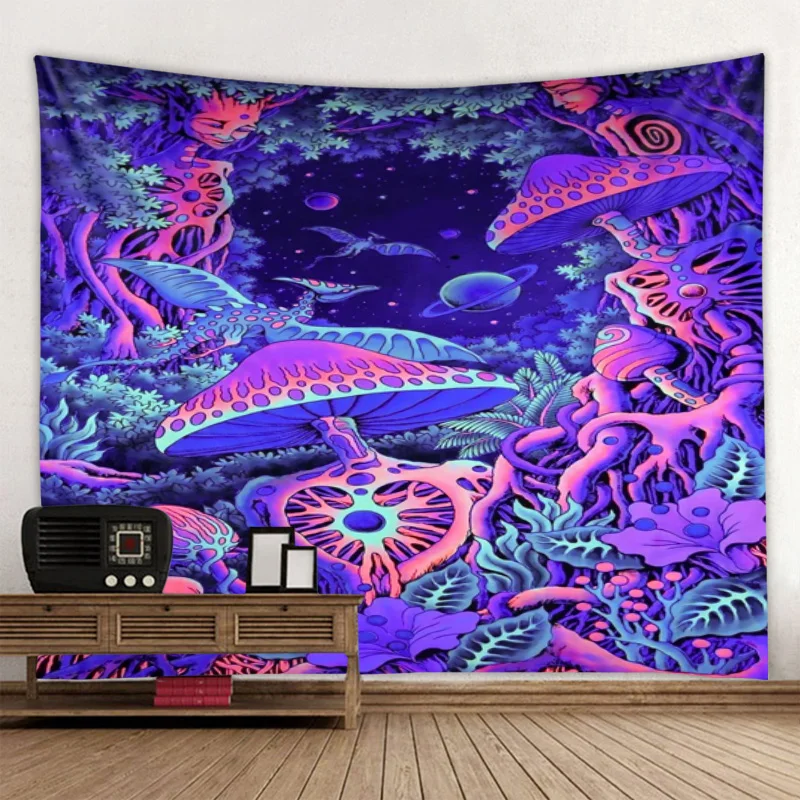 Hippie Tapestry Trippy Mushroom Psychedelic Background Cloth Background Wall Decoration Cloth Tapestry Home Art Deco Mural Tapes