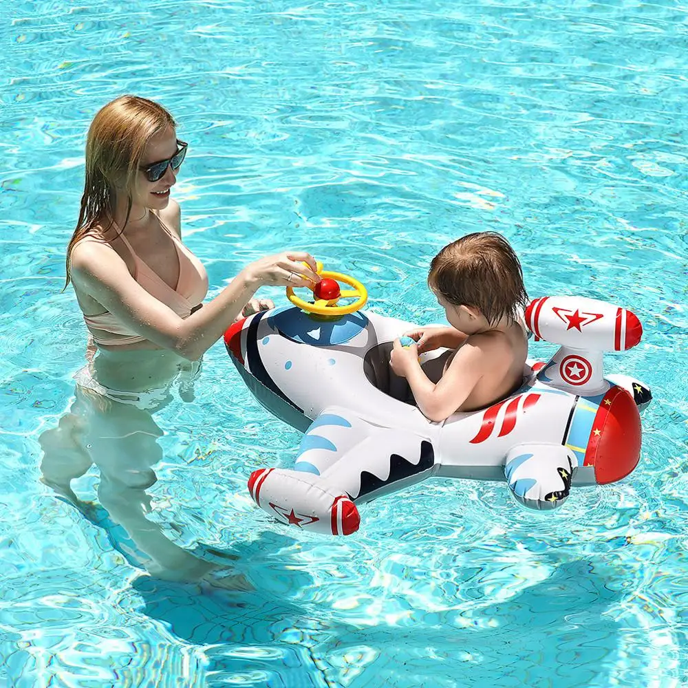 Baby Swimming Ring Kids Inflatable PVC Swim Circle Cartoon Airplane Seat Boat Floating Pool Accessories For Toddler Toys