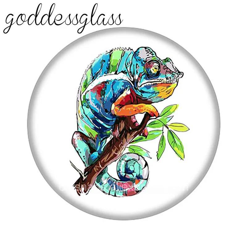 Gambar kadal hijau hewan lucu 10 buah 12mm/18mm/20mm/25mm kaca foto bulat demo cabochon datar membuat temuan ZB0948