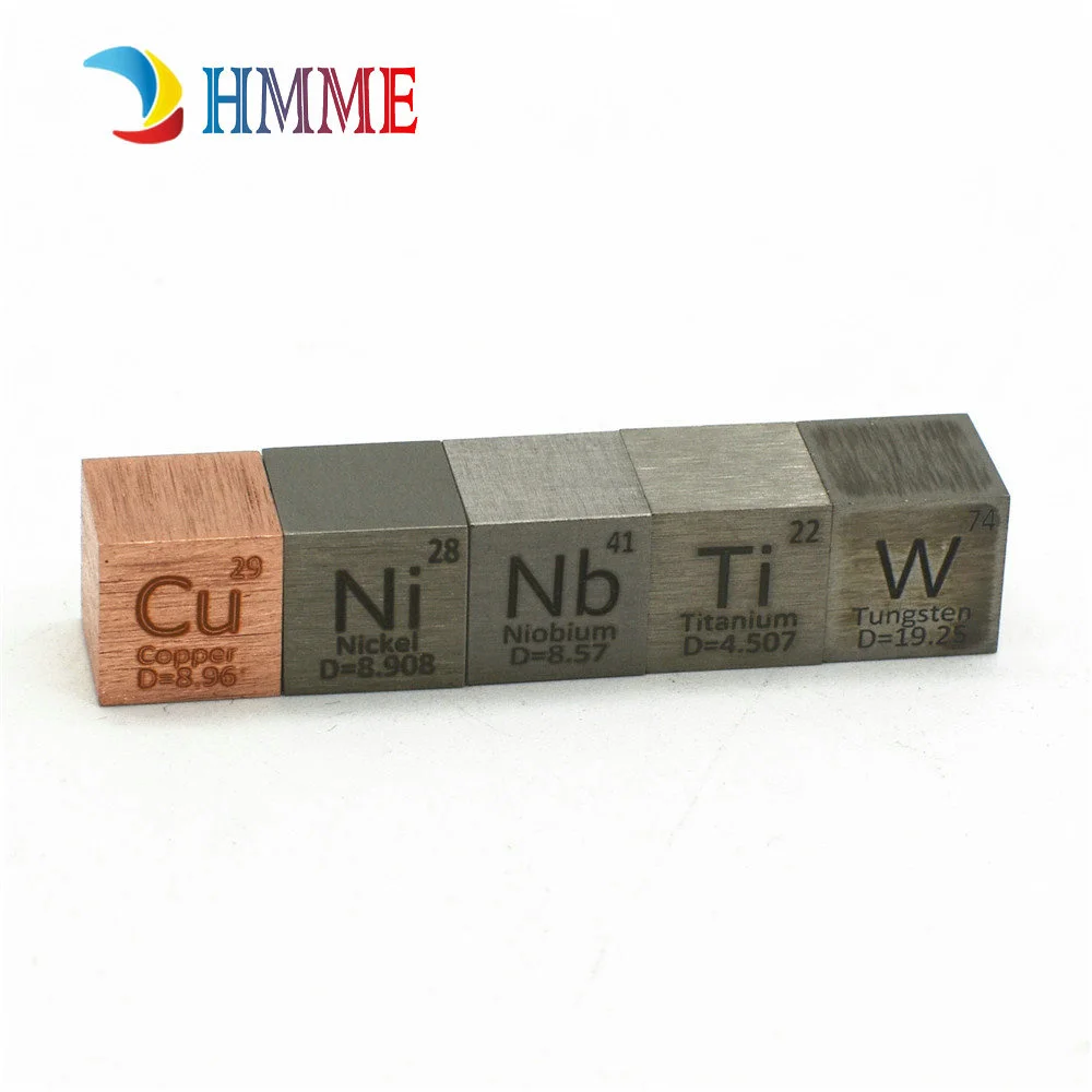 Elemental Cube 10Mm Metalen Kubus Van Niobium, Titanium, Nikkel, wolfraam En Koper Voor Periodieke Tafel Collectie En Cadeau Display