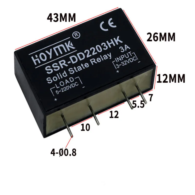 PCB SSR-D2202 D2203 D2205HK dedicado con pines SSR-D2205HK 5A DC-AC relé de estado sólido, 1 ud.