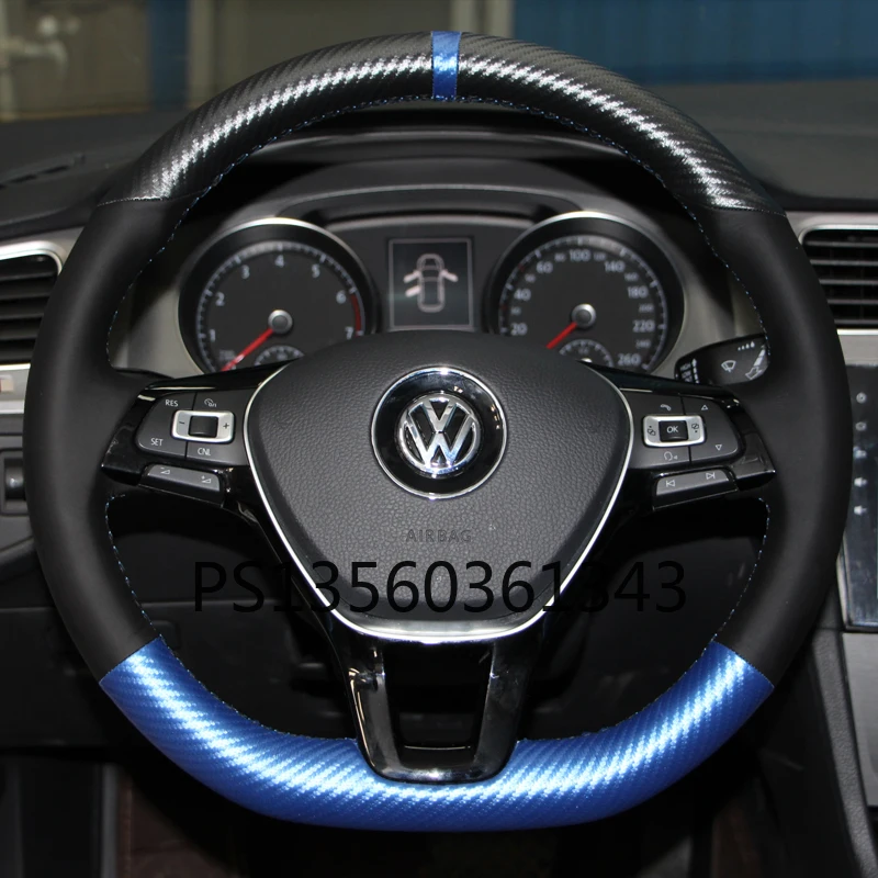 

For Volkswagen steering wheel cover cc golf Lamando jetta Tiguan Passat Toureg suede leather hand stitched