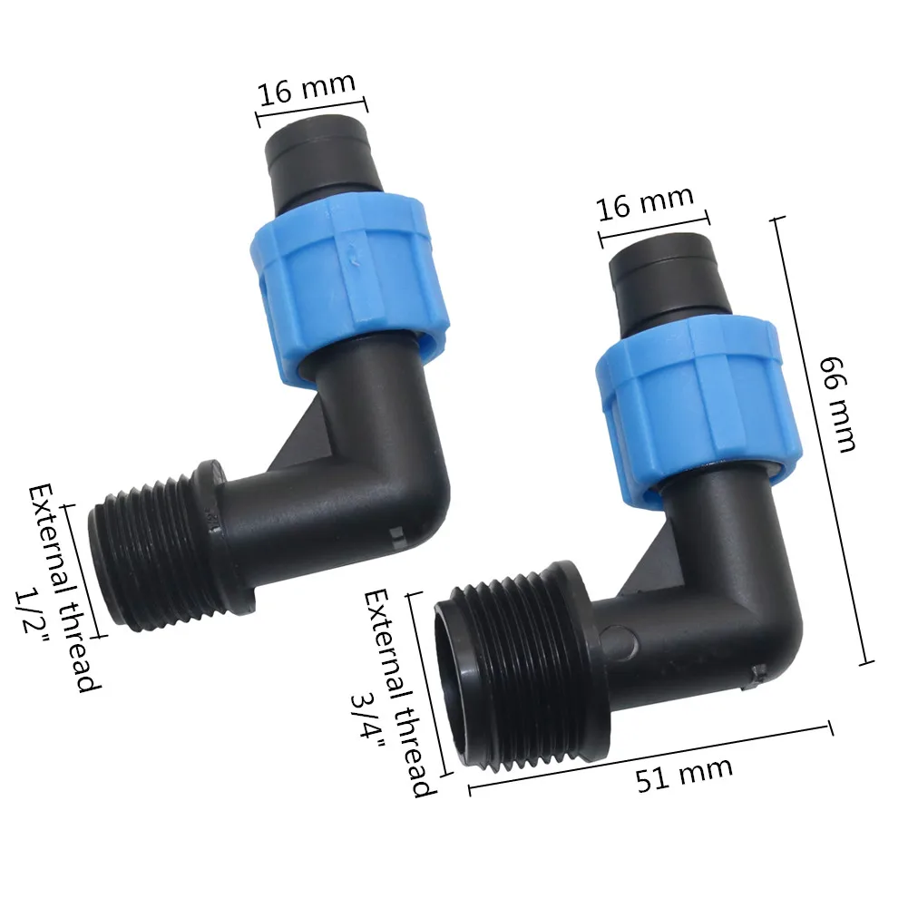 16mm Drip Tape Connectors repair connector Agricultural Water Saving Irrigation Hose Joint 90 Degree Elbow Pipe Connector 1 Pc