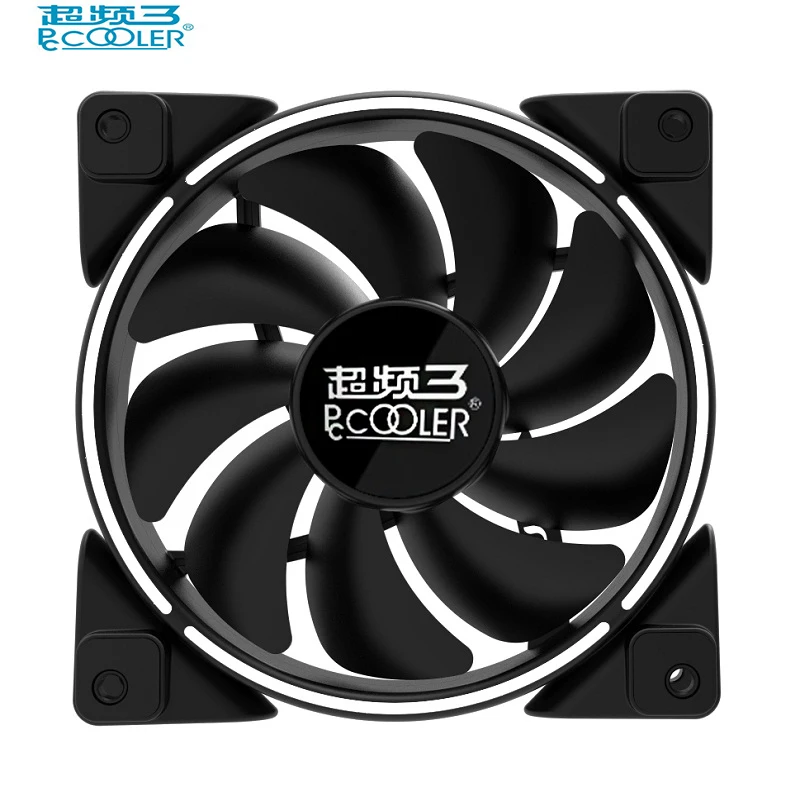 Pccooler 12cm Computer case cooling PWM fan LED HALO fan Quiet 120mm LED Red Blue Green White Light Guide ring Chassis mute fan