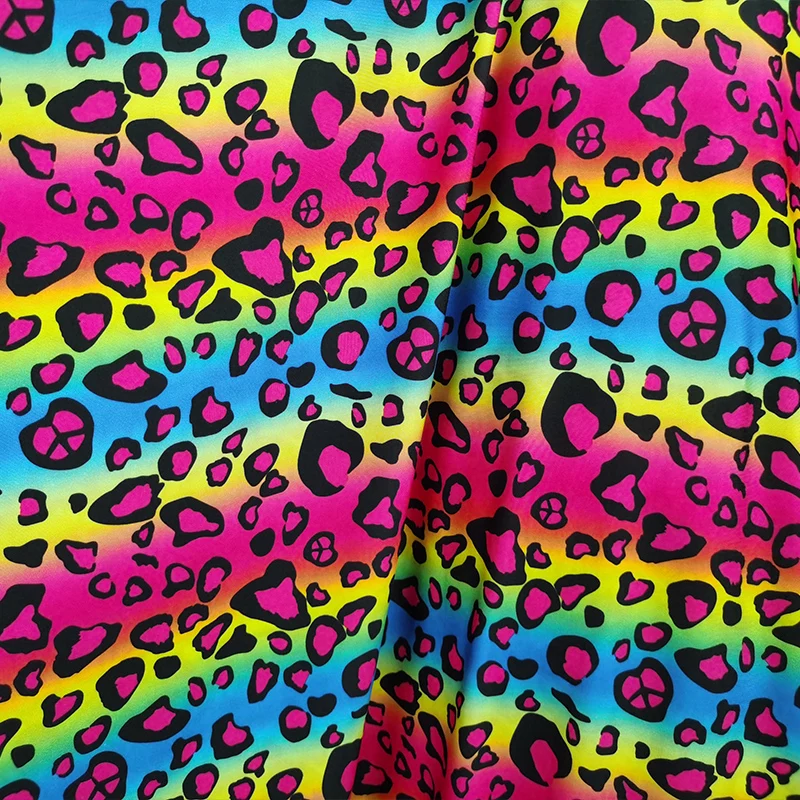 Good Milk Silk Cotton/Spandex knitted Fabric Colorful Rainbow Leopard Print 4 Way Stretch Soft Cloth DIY Sewing Dress/Clothing