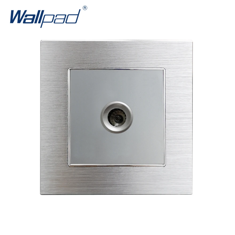 TV Television Socket Wallpad Silver Satin Metal Panel TV Electric Wall Socket Electrical Outlets Jack For Home