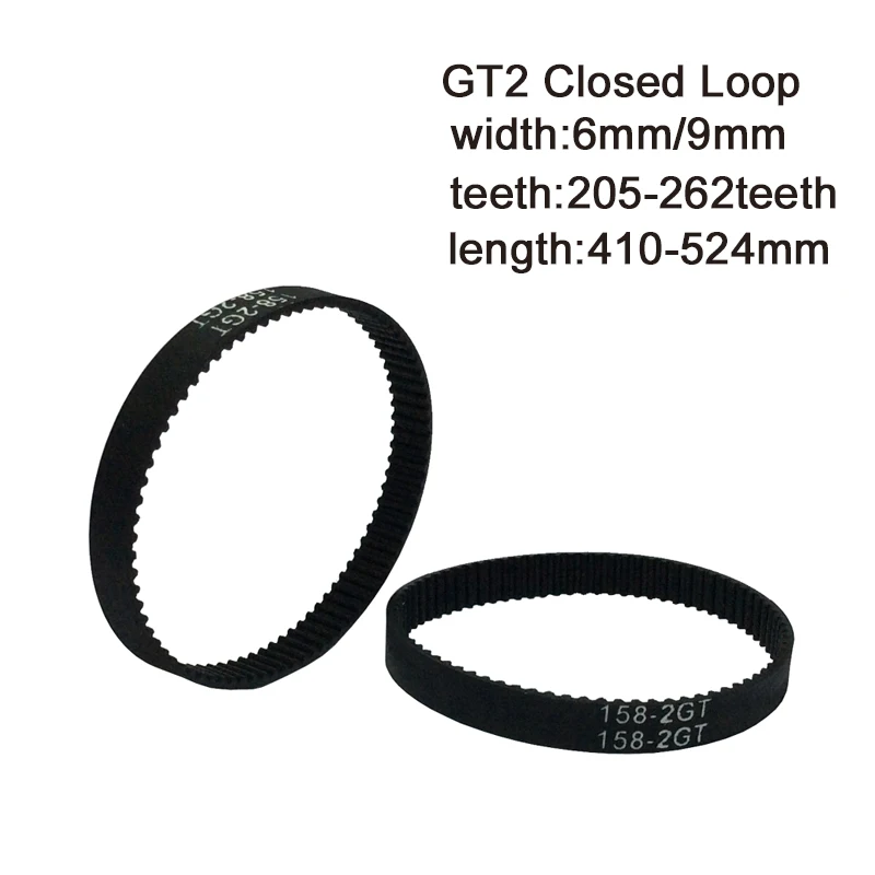 

Closed Loop gt2 Timing Belt Width 6/9mm Length 410/430/444/450/460/480/488/494/500/520/524mm 3D Printer Toothed Conveyor Belt