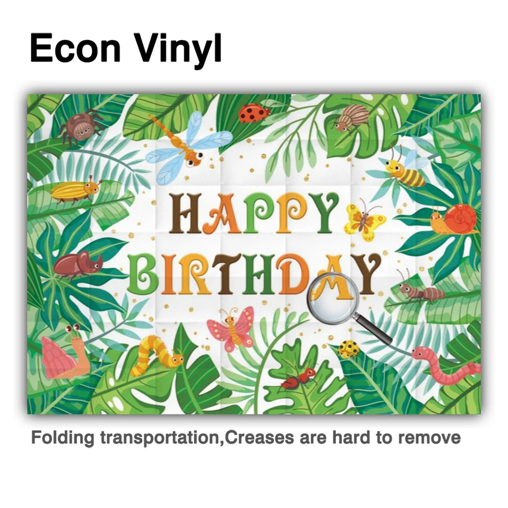 Funnytree Feliz cumpleaños fondo para niños de aventura en la selva explorar de dibujos animados de oro puntos hojas bebé ducha Photocall de fondo