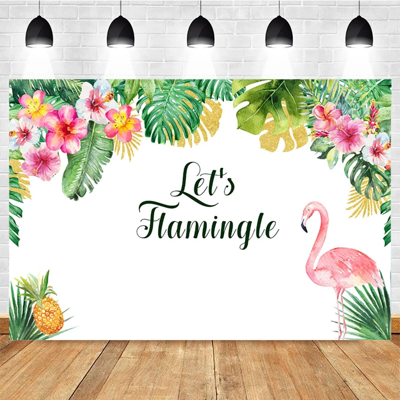 

Mocsicka Flamingle Birthday Backdrop Pink Flower Flamingo Baby Shower Photography Background Pineapple Floral Birthday Banner