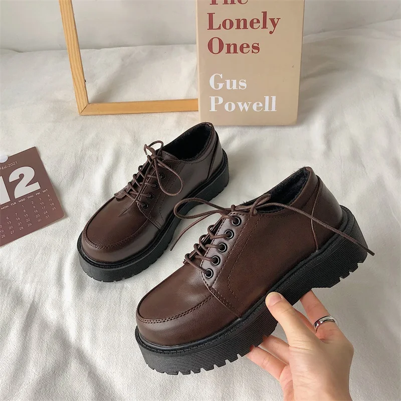 Scarpe con plateau scarpe uniformi scolastiche scarpe da studente Jk ragazze donna scarpe Lolita ragazza punta tonda Lolita Mary Janes Vintage Oxford