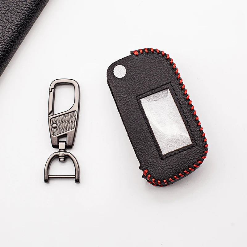 A93 case with uncut glass blade leather key case cover for Starline A93 A63 A39 A93 4 Buttons folding car flip remote fob