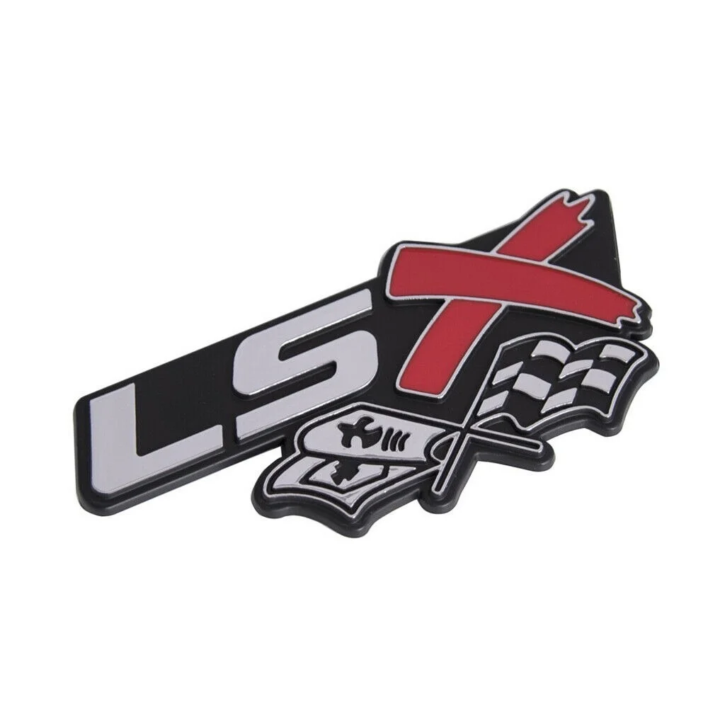 2Pcs Red LSX Racing Flag Emblem Car Fender 3D Badge Sticker for CAMARO SILVERADO