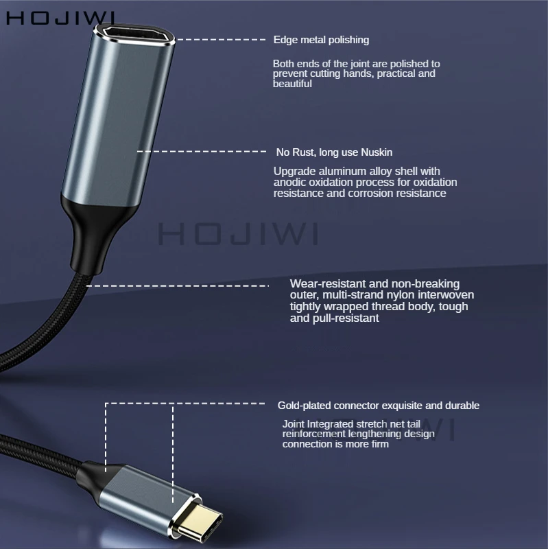 HOJIWI – adaptateur USB type-c 3.1 (USB-C) vers USB, convertisseur mâle-femelle compatible pour PC, ordinateur, affichage TV, téléphone AB12