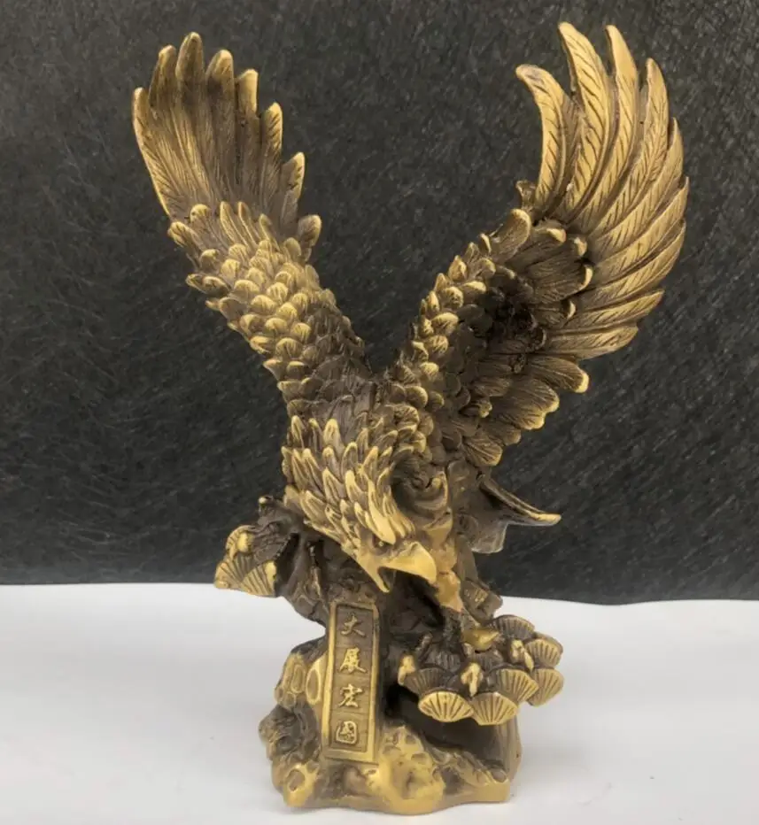 Archaize Brass Collection Male Eagle Spread Wings Statue Home Desktop Decorations Crafts Statue