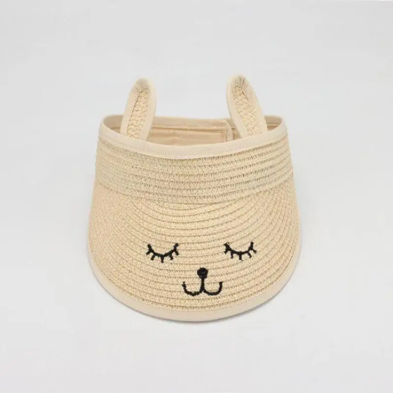 COKK-sombrero de paja para niños, sombrilla con dibujos animados, sombrero de playa