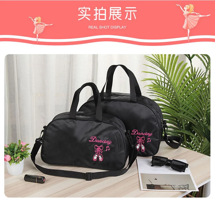 Girl Large Capacity Ballet Dance Handbag Embroidered Canvas Waterproof Shoulder Bag For Kids Lovele Pink Princess Bags