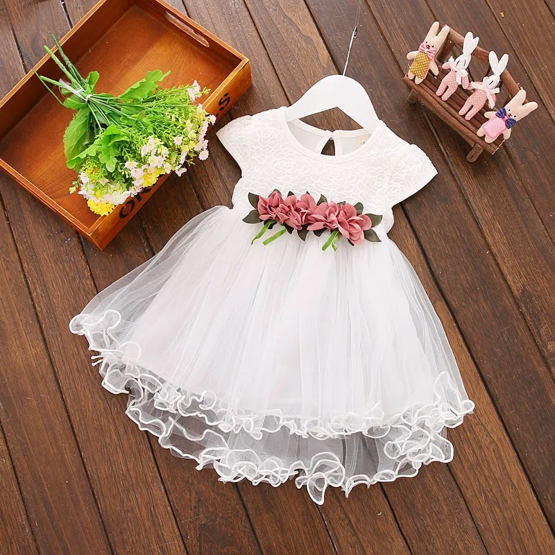 Baby Girls Summer Floral Dress Princess Party Tulle Flower Dresses Toddler Infant Girls Mesh Tutu Dress For Girls