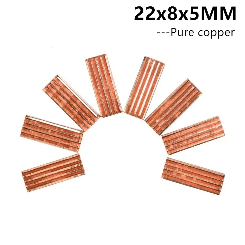 

8PCS A Set 22x8x5MM Pure Copper Heat Sink Chip Cooling Cooler Heatsink For Ram Memory