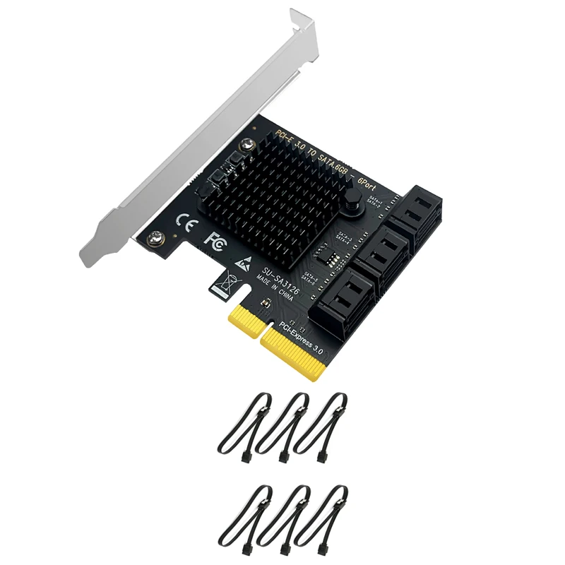 

Chia Mining 6 Ports SATA 3.0 PCI-E Riser Card PCI Express X4 3.0 SATA Controller Card SATA3 6Gb Adapter PCIE SATA Expansion Card