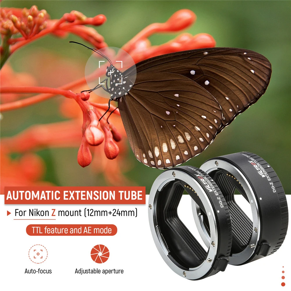 Viltrox DG-Z 12mm+24mm AF Macro Extension Tube Auto Focus Adapter Ring for Nikon Z Mount Camera Lens Z5 Z6II Z7 Z50 Z7II