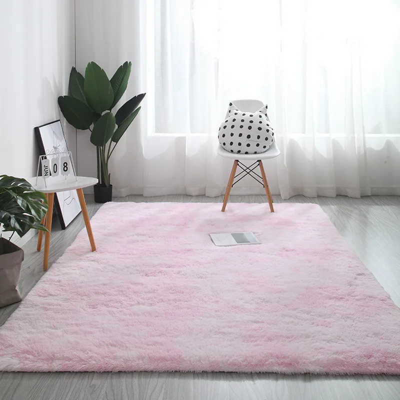 

Nordic INS carpet bedroom living room bay window rug tatami rectangular thick carpet gradient color tie-dyed rug crawling mat