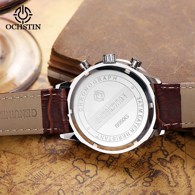 OCHSTIN Mens Watches Top Brand Luxury Fashion Casual Sports Wristwatch 3atm Waterproof Quartz Chronograph Leather Male Clock