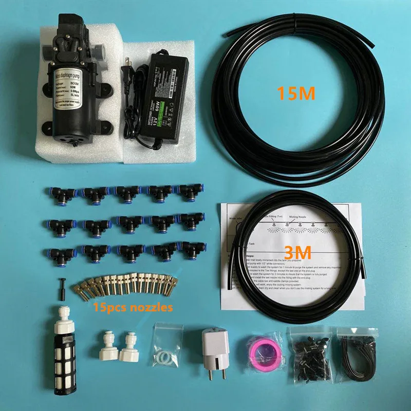 S368 12V Water Spray Electric Diaphragm Pump Kit Portable Misting Kits + 12 PCs 0.15mm 12 PCs 0.3mm 12 PCs 0.4mm