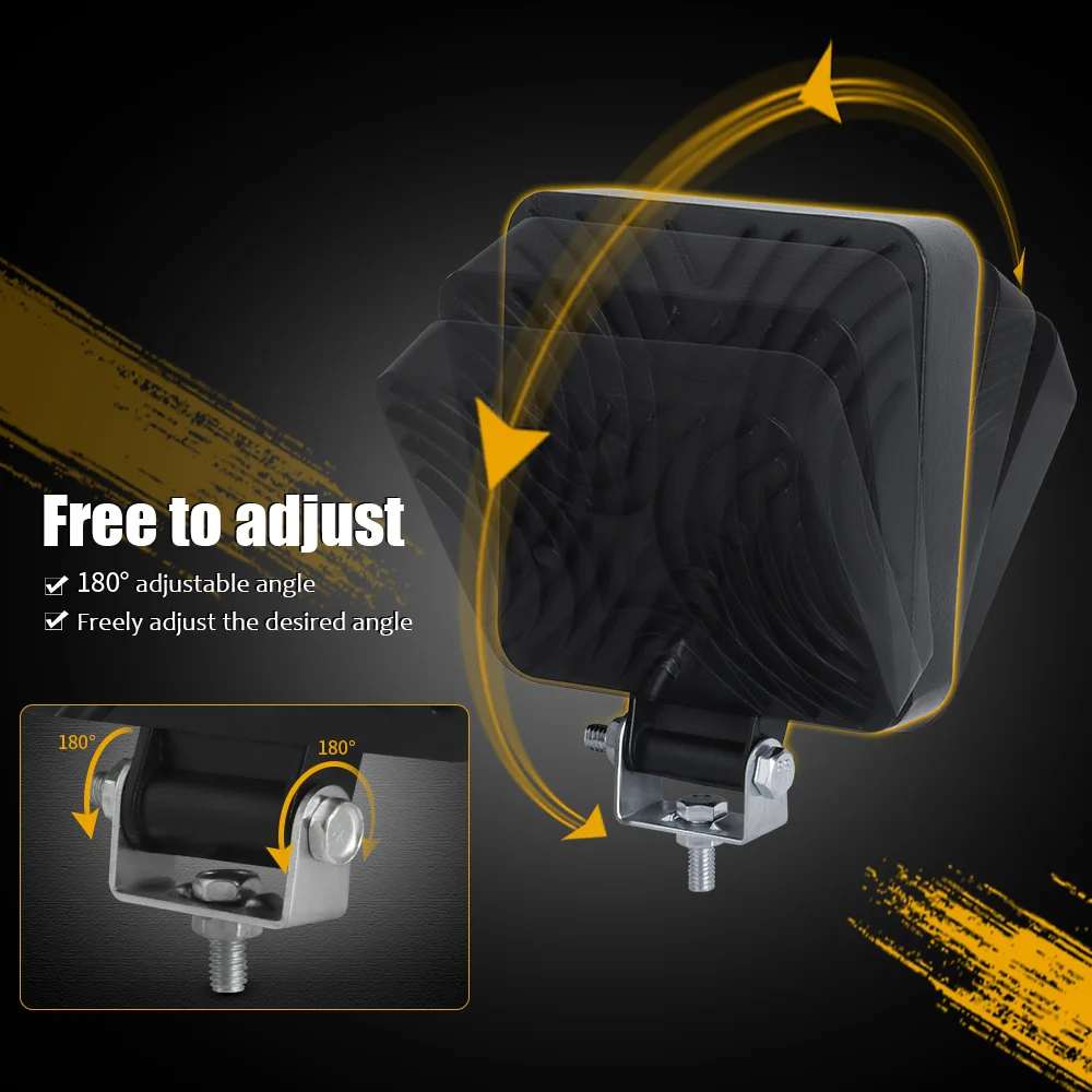 2x 4\'\' LED Work Light for Truck Off Road Tractor SUV 4X4 ATV Car Spot Beam LED Driving Fog Light Bar 12V 24V 6000K White Yellow