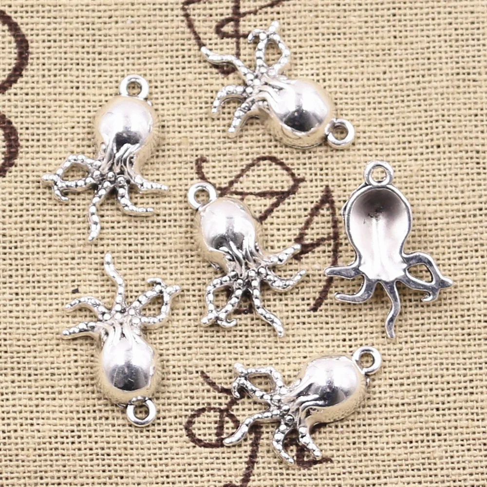 12pcs Charms Octopus 21x15mm Antique Silver Color Plated Pendants Making DIY Handmade Tibetan Silver Color Finding Jewelry