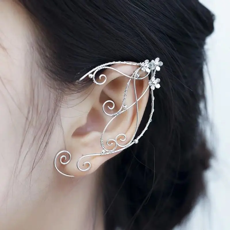 Elf Ear Cuffs Clip-on Earrings Wing Tassel Filigree Elven Wrap  Fairy Earrings Cosplay Wedding Fantasy Costume