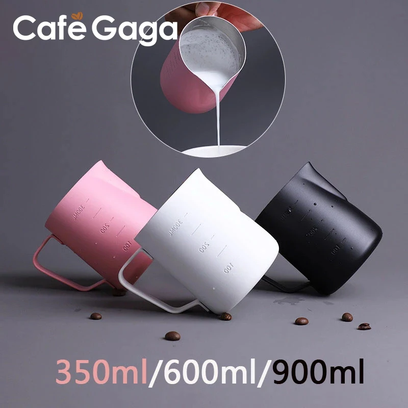 350 600ml Non-stick Coating Frothing Pitcher Milk Cup with Scale,Espresso Coffee Barista Craft Latte Cappuccino Cream Froth Jug