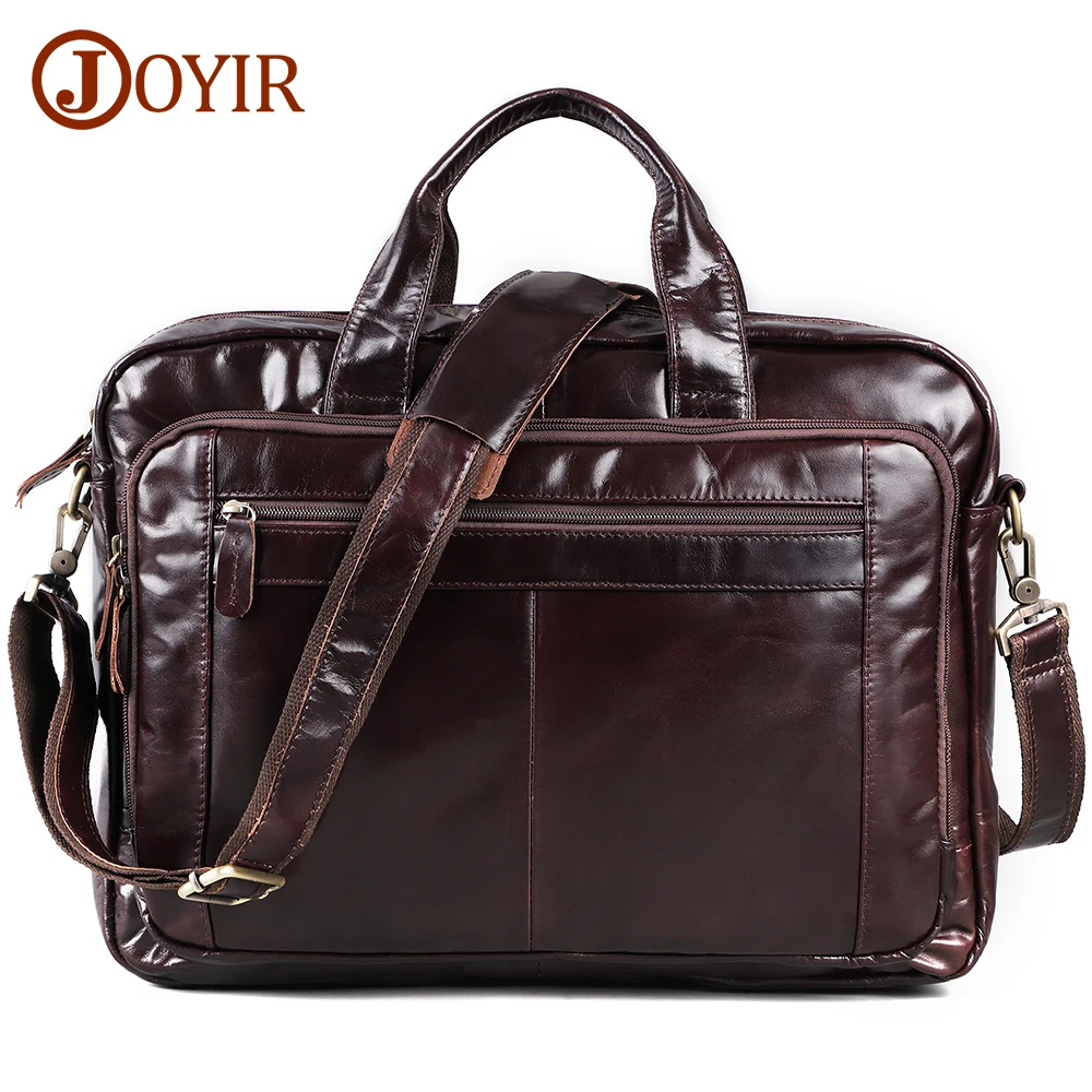 

JOYIR Genuine Leather Men's Briefcase Shoulder Bag Messenger Bag 15.6" 17"Laptop Bags for Document A4 Computer Briefcases Totes