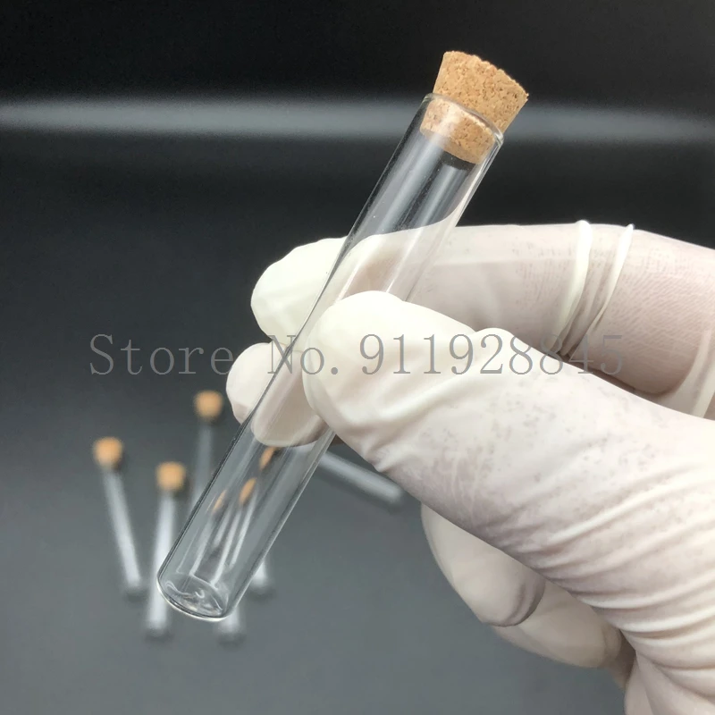 20pcs 50pcs 100pcs Lab 12x75mm Thickening Glass Flat-bottom Test Tube with Cork Stoppers School SuppliesMini Vial Tube