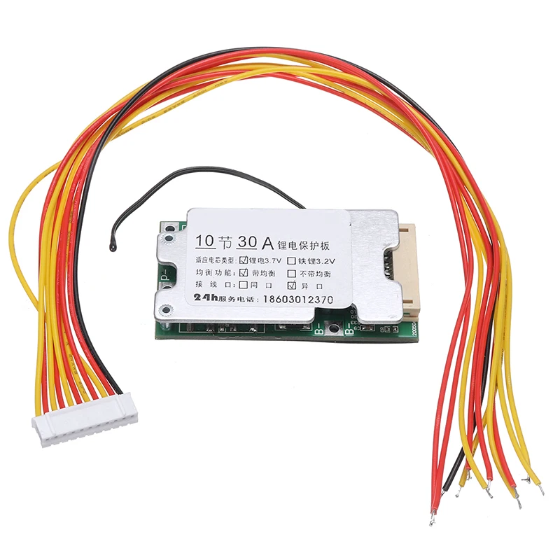 10S 36V 30A Li-Ion 18650 battery protection board, BMS battery, battery protection cable with balance function