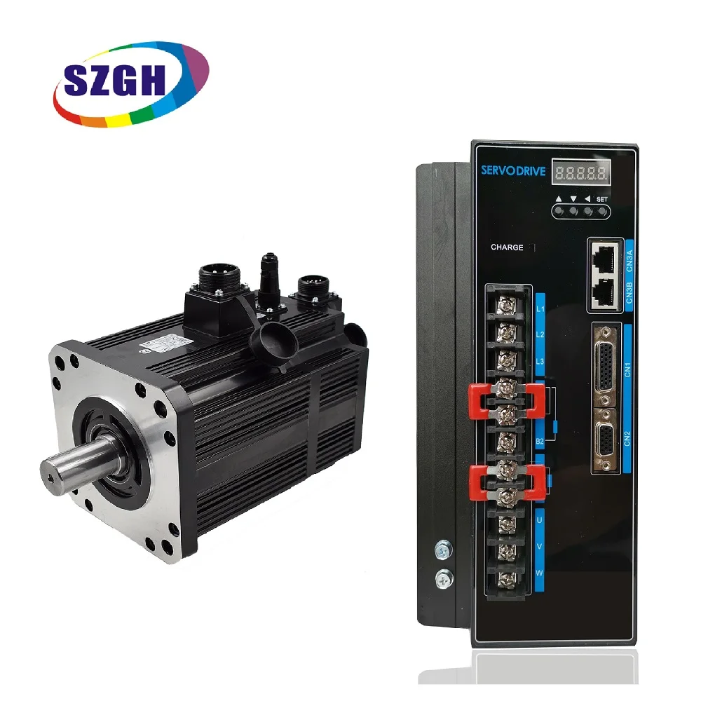 high performance 5.5kw 380V ac servo motor and driver with brake 5500w servo motor amplifier for cnc kit engine