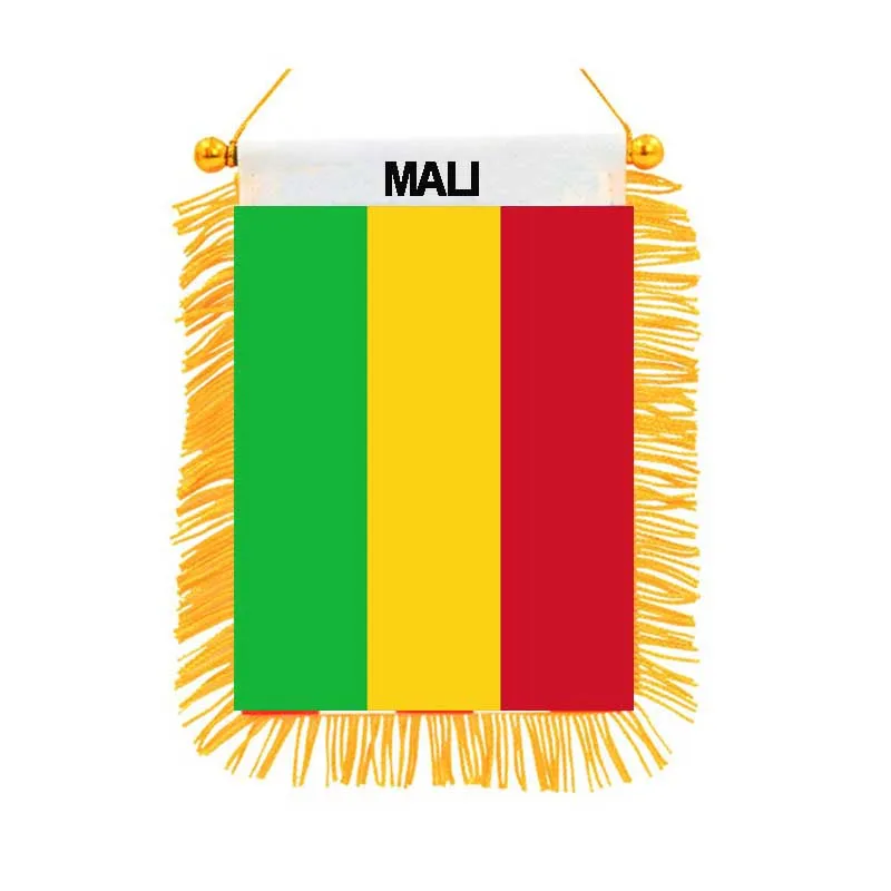 Mali National Flag Mini Double Sided Printed High Quality Polyester Hanging National Flag Car Adornment Home Decor Banner