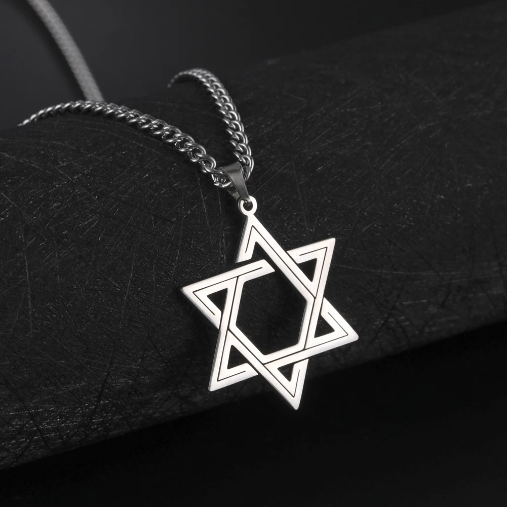 Star of David Charm Pendant Necklaces for Women Religious Menorah Israel Hanukkah Jewish Stainless Steel Jewelry Christmas Gifts