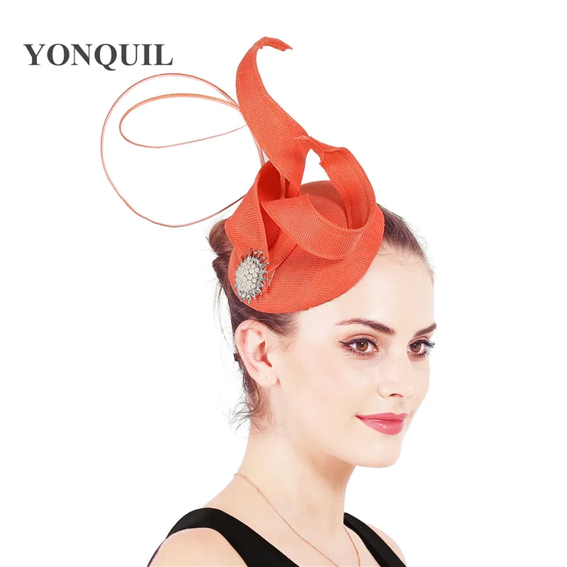 Frauen Frühling Licht Blau Fascinator Cocktail Hut Haarbänder Mesh Kopfstück Nachahmung Sinamay Mode Damen Elegante Zubehör – Detail 10