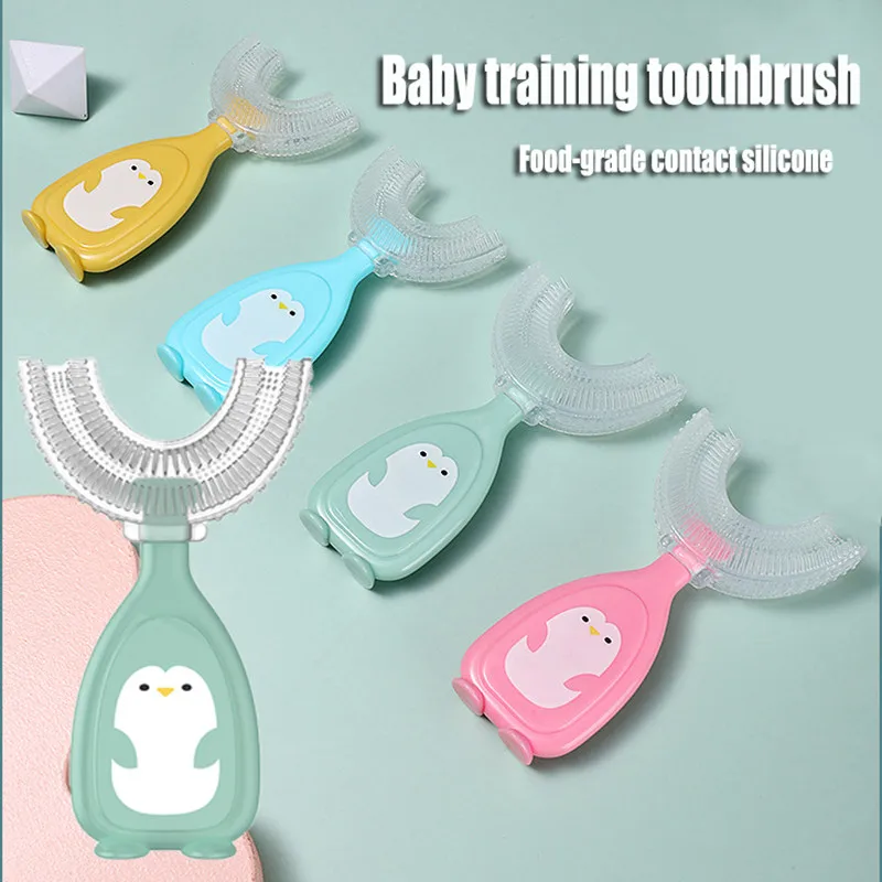 Children\'s Toothbrush Baby U-shaped Toothbrush Soft Silicone Teethers Newborn Brush Kids Teeth Oral Care Cleaning Health