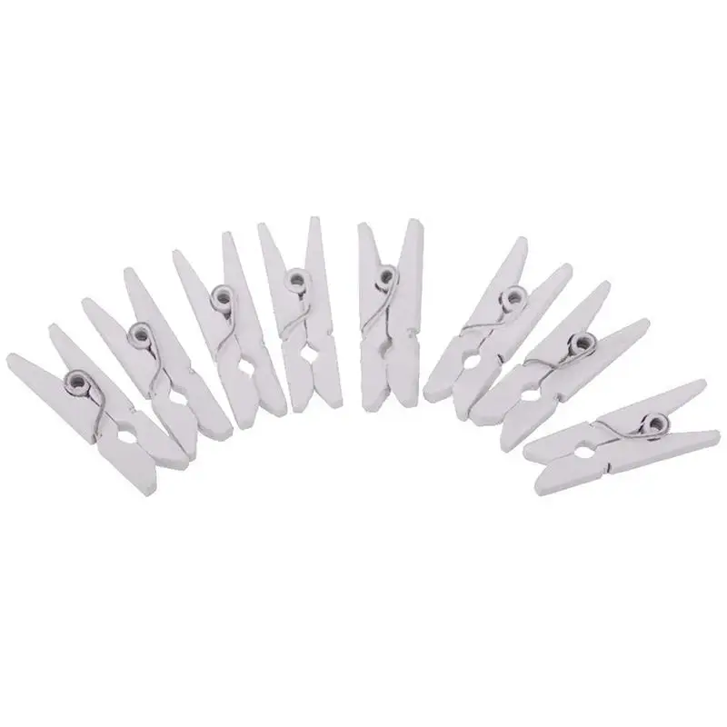 50pcs/set White Small Wooden Clips for Natural DIY Clip Wall Decoration Photo Paper Peg Clothespin Craft Household Wood Clip