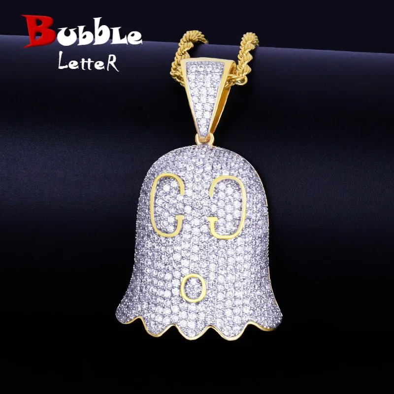 Ghost Face Chain Necklace & Pendants Gold Color Iced Cubic Zircon Men's Hip Hop Jewelry