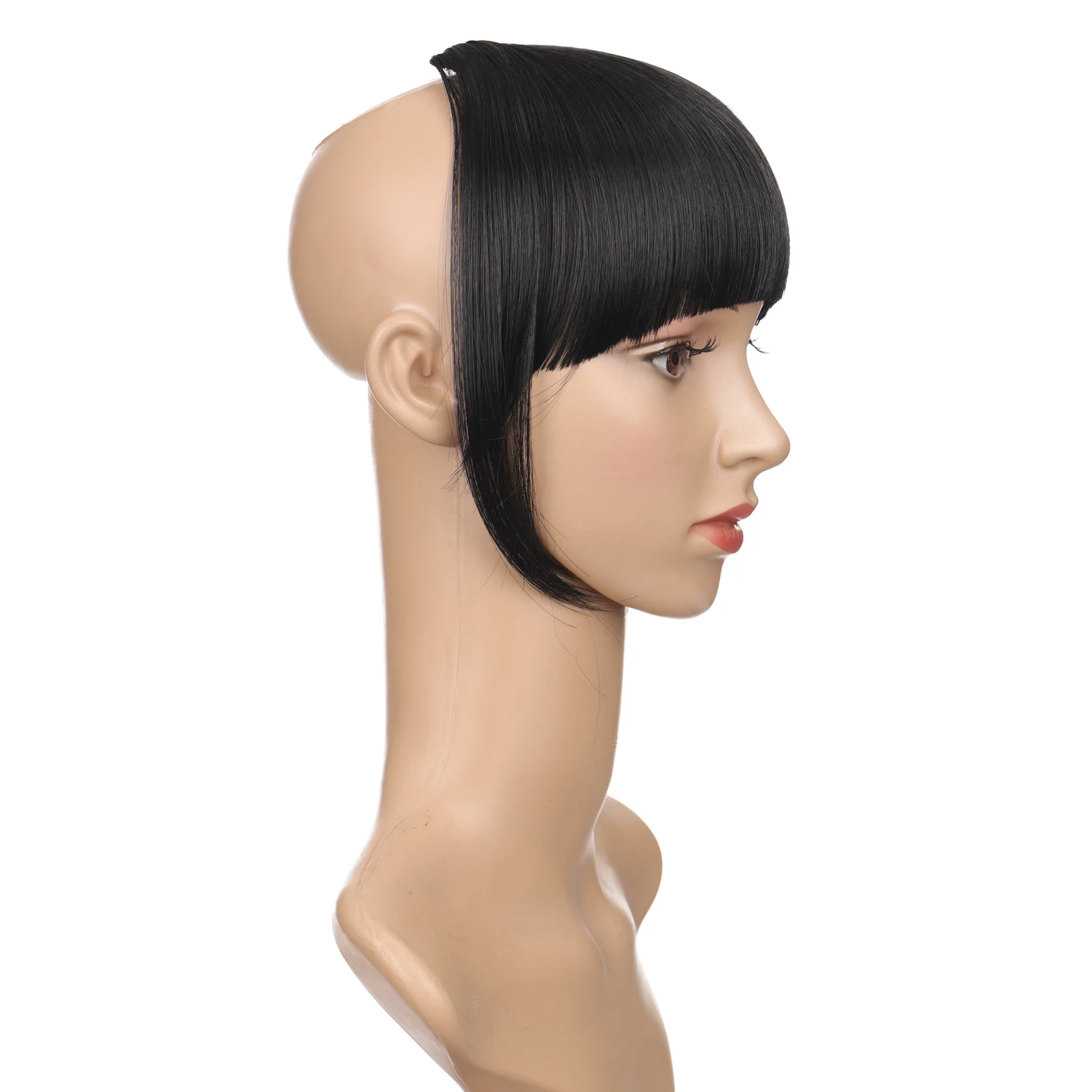 AOOSOO  Short Synthetic Bangs Heat Resistant Hairpieces Hair Women Natural Short Fake Hair Bangs Hair Clips For Extensions Black image 4