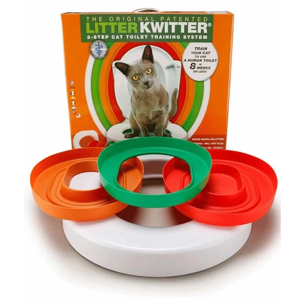 Kwitter-inodoro de entrenamiento para gatos, inodoro de entrenamiento profesional, no necesita cuenco de arena para gatos, novedad