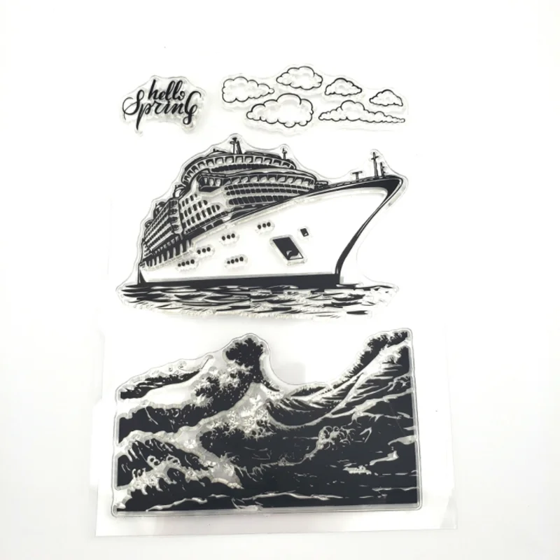 

Cruise Ship Waves Transparent Clear Silicone Stamp Seal DIY Scrapbooking Coloring Accessories Decorative Office School Supplies